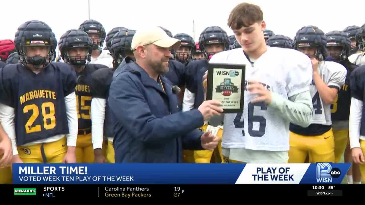Marquette High School gets Play of the Week plaque for 'Miller Time' — Oconomowoc Schools news